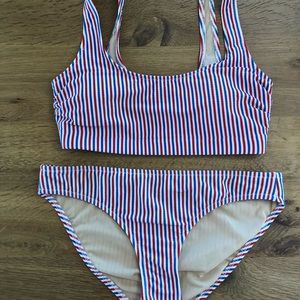 Old Navy red, white, and blue ribbed bikini set